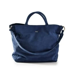 Navy Suede Tote With Green-Navy Twill Crossbody Strap Set | 1 -Grocery Store navy suede tote with green navy twill crossbody strap set c 2