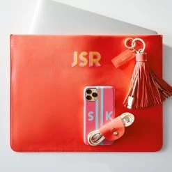 Fillmore Vegan Leather Laptop Sleeve, Printed | 2 -Grocery Store oversized leather tassel charging keychain c 1