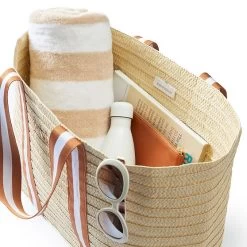 Oversized Ribbon Straw Beach Tote | 6 -Grocery Store oversized ribbon straw beach tote c 4
