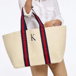 Oversized Ribbon Straw Beach Tote | 6 -Grocery Store oversized ribbon straw beach tote c 5