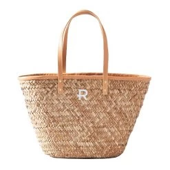 Palm Leaf Tote With Leather Strap | 1 -Grocery Store palm leaf tote with leather strap c 3