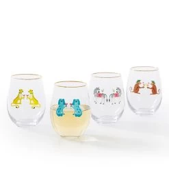 Party Animal Stemless Wine Glasses, Set Of 4 | 1 -Grocery Store party animal stemless wine glasses set of 4 c 2