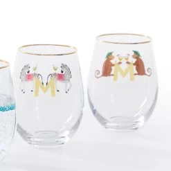 Party Animal Stemless Wine Glasses, Set Of 4 | 1 -Grocery Store party animal stemless wine glasses set of 4 c 5