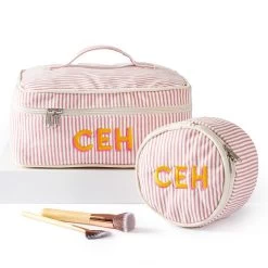 Pinstripe Travel Case Set | 3 -Grocery Store pinstripe circle travel case 1 c