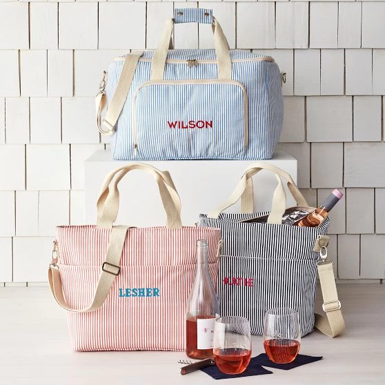 Pinstripe Cooler Tote Bag | 3 3 Pinstripe Cooler Tote Bag | 3