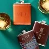 Plaid And Leather Wrapped Flask | 1 -Grocery Store plaid and leather wrapped flask c