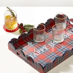Plaid Scalloped Lacquer Tray | 2