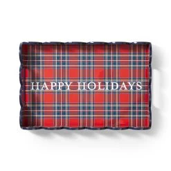 Plaid Scalloped Lacquer Tray | 2 -Grocery Store plaid scalloped lacquer tray c 2