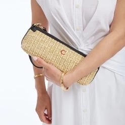 Raffia And Leather Baguette Bag | 2 -Grocery Store raffia and leather baguette bag 1 c 1