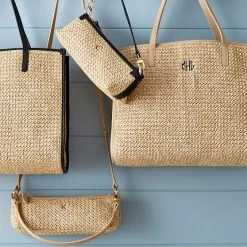 Raffia And Leather Baguette Bag | 2 -Grocery Store raffia and leather baguette bag 1 c 2