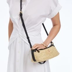 Raffia And Leather Baguette Bag | 2 -Grocery Store raffia and leather baguette bag 3 c