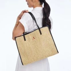 Raffia And Leather Tote | 2 -Grocery Store raffia and leather tote 3 c