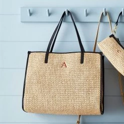 Raffia And Leather Tote | 2 -Grocery Store raffia and leather tote 4 c