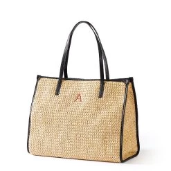 Raffia And Leather Tote | 2 -Grocery Store raffia and leather tote c 2