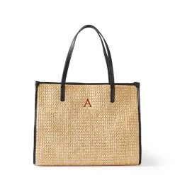 Raffia And Leather Tote And Baguette Bag Set | 1 -Grocery Store raffia and leather tote c 9