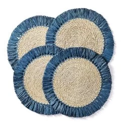 Raffia Fringe Chargers, Set Of 4 | 2 -Grocery Store raffia fringe placemats set of 4 c 1