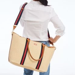 Raffia Twill Zip-Top Travel Tote | 1 -Grocery Store raffia twill zip top travel tote 2 c 1