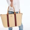 Raffia Twill Zip-Top Travel Tote | 1 -Grocery Store raffia twill zip top travel tote c