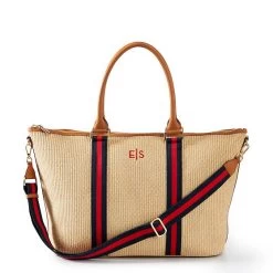 Raffia Twill Zip-Top Travel Tote | 1 -Grocery Store raffia twill zip top travel tote c 2