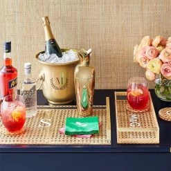 Rattan Caning And Acrylic Serving Tray | 1 -Grocery Store rattan caning and acrylic serving tray 1 c 1