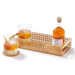 Rattan Caning And Acrylic Serving Tray | 1 -Grocery Store rattan caning and acrylic serving tray 1 c