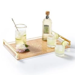 Rattan Caning And Acrylic Serving Tray | 1 -Grocery Store rattan caning and acrylic serving tray c 4