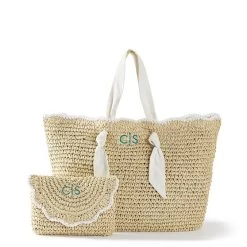 Ribbon Scalloped Raffia Tote And Clutch Set | 2 14 Ribbon Scalloped Raffia Tote And Clutch Set | 2 -Grocery Store ribbon scalloped raffia tote and clutch set 2 c