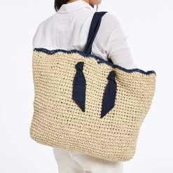 Ribbon Scalloped Raffia Tote | 2 20 Ribbon Scalloped Raffia Tote | 2 -Grocery Store ribbon scalloped raffia tote c 4
