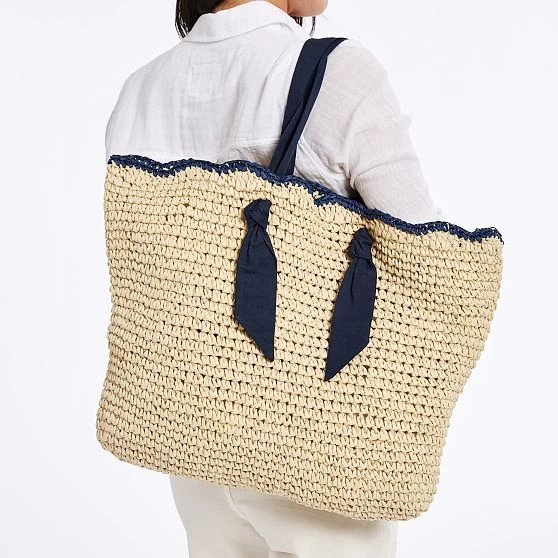 Ribbon Scalloped Raffia Tote | 2 9 Ribbon Scalloped Raffia Tote | 2 - Image 7