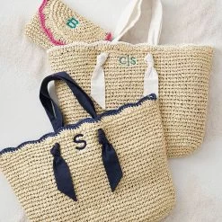 Ribbon Scalloped Raffia Tote | 2 23 Ribbon Scalloped Raffia Tote | 2 -Grocery Store ribbon scalloped raffia tote c 7