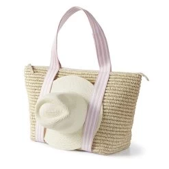 Ribbon Straw Zip-Top Travel Tote | 2 -Grocery Store ribbon straw zip top travel tote 1 c 2