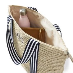 Ribbon Straw Zip-Top Travel Tote | 2 -Grocery Store ribbon straw zip top travel tote 2 c