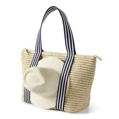 Ribbon Straw Zip-Top Travel Tote | 2 -Grocery Store ribbon straw zip top travel tote c 3