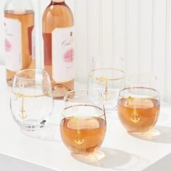 Rope And Anchor Stemless Wine Glasses, Set Of 4 | 1 -Grocery Store rope and anchor stemless wine glasses set of 4 c 2