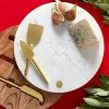 Round Wood And Marble Swivel Cheese Set | 1