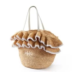 Ruffle Raffia Tote | 2 -Grocery Store ruffle raffia tote c 2