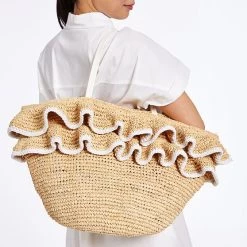Ruffle Raffia Tote | 2 -Grocery Store ruffle raffia tote c 4