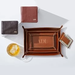 Rustic Leather Catchall Tray | 16 -Grocery Store rustic leather catchall tray c 3