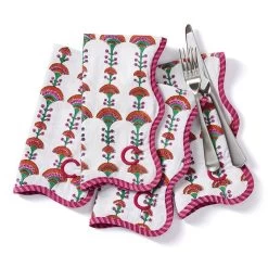 Scalloped Block Print Napkins, Set Of 4 | 8 -Grocery Store scalloped block print napkins set of 4 1 c 1