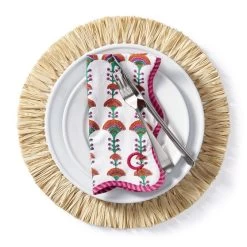 Scalloped Block Print Napkins, Set Of 4 | 8