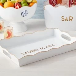 Scalloped Gold Rim Serving Tray | 1 -Grocery Store scalloped gold rim serving tray c 1