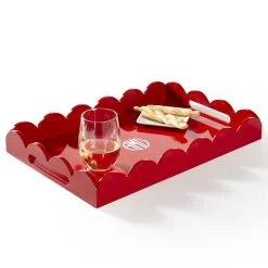 Scalloped Lacquer Serving Tray | 8 -Grocery Store scalloped lacquer serving tray c 5