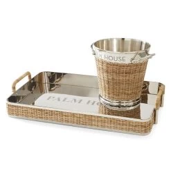 Silver And Wicker Entertaining Gift Set | 1 -Grocery Store silver and wicker entertaining gift set c 1