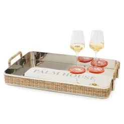 Silver And Wicker Entertaining Gift Set | 1 -Grocery Store silver and wicker entertaining gift set c 3