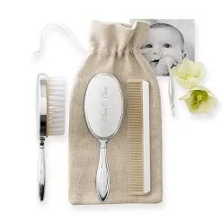 Silver Baby Brush & Comb Set | 1 -Grocery Store silver baby brush comb set c 3
