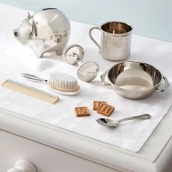 Silver Baby Brush & Comb Set | 1 -Grocery Store silver baby rattle c 3