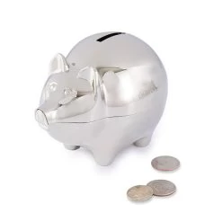 Silver Piggy Bank | 1 -Grocery Store silver piggy bank c 2