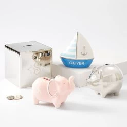 Silver Piggy Bank | 1 -Grocery Store silver piggy bank c 3
