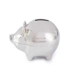 Silver Piggy Bank | 1 -Grocery Store silver piggy bank c 5
