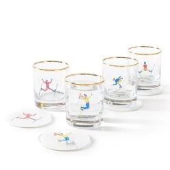 Skier Glass Coasters, Set Of 4 | 1